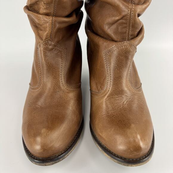 Steve Madden Classic Western Style Tan Cognac Leather Scrunched Slouchy 10 M - Picture 3 of 9